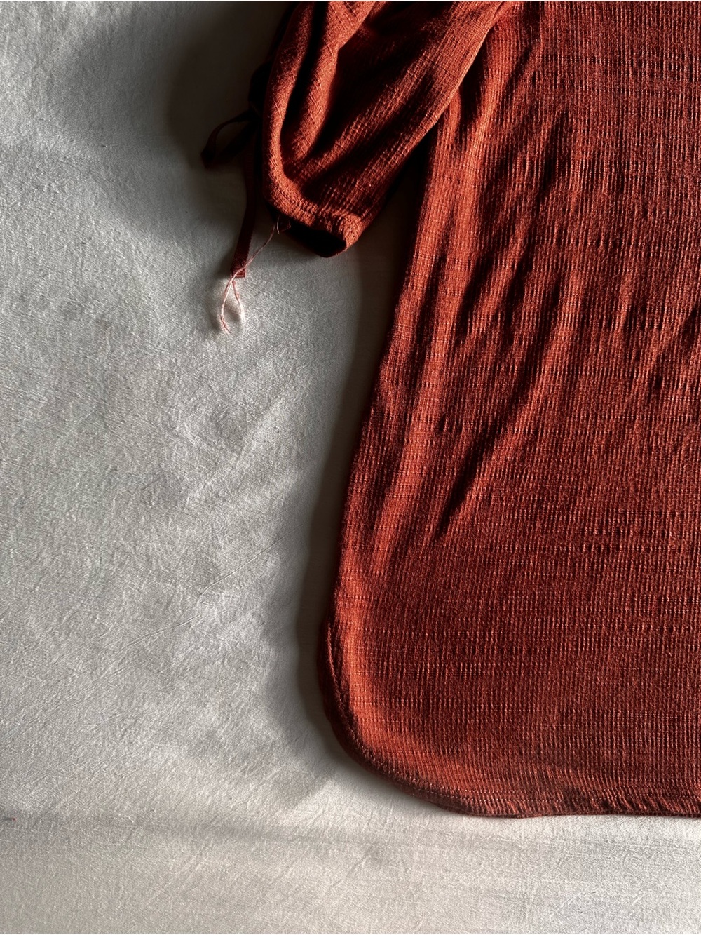 Max Studio Rust Ruched Sleeve Textured Knit Top - Picture 7 of 11